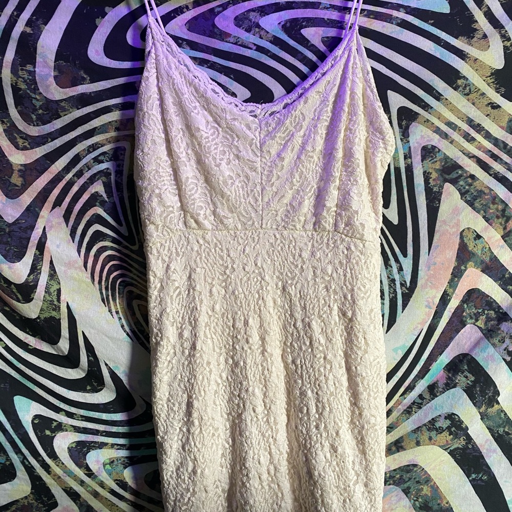 Cream Lace-Detail Dress